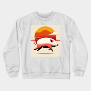 Happy Flying Pig Minimalistic Crewneck Sweatshirt